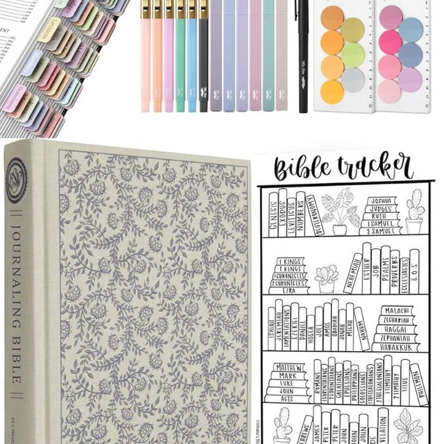 Mr. Pen- ESV Journaling Bible Gift Set for Women, 5-in-1 Note Taking Bundle, Aesthetic Highlighters Pens No Bleed, Tabs, Transparent Sticky Notes, Reading Tracker, Bible Study Accessories