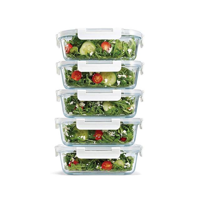 Fit & Fresh Set of 5 Glass Containers, 35.17 Oz