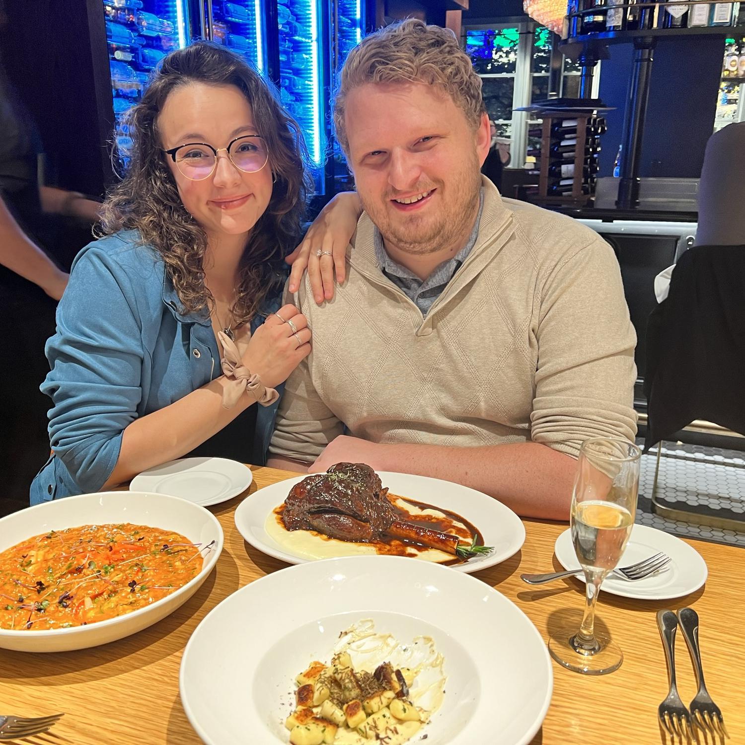 Engagement celebration dinner at our favorite spot, chef's table at Via Vite!