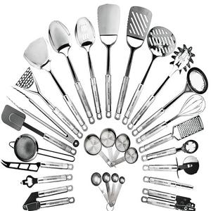 Stainless Steel Kitchen Utensil Set - 29 Cooking Utensils - Nonstick Kitchen Utensils Cookware Set with Spatula - Best Kitchen Gadgets Kitchen Tool Set Gift by HomeHero