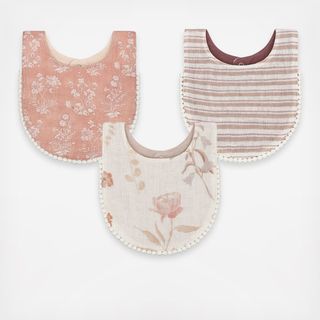 Violet Wildflower Assorted Baby Bib, Set of 3