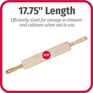 GoodCook Classic Wooden Rolling Pin with Easy Roll Bearings