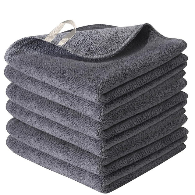 Nugilla Makeup Remover Cloth 12 x 12 Inch, Reusable Makeup Remover Towels for Washing Face, 6 Pack Washable Microfiber Face Cloth Fast Drying Washcloth, Grey