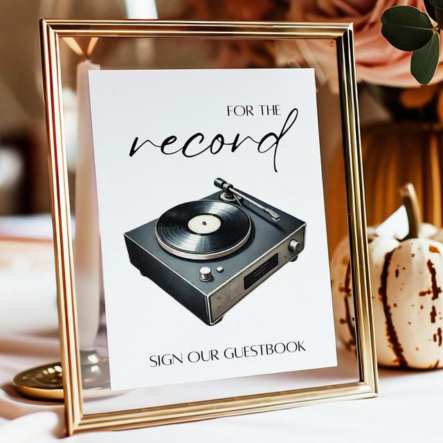 Vinyl Record Guestbook Sign Template | Vinyl Guest Book Sign | Wedding Guestbook Sign Template | For the Record