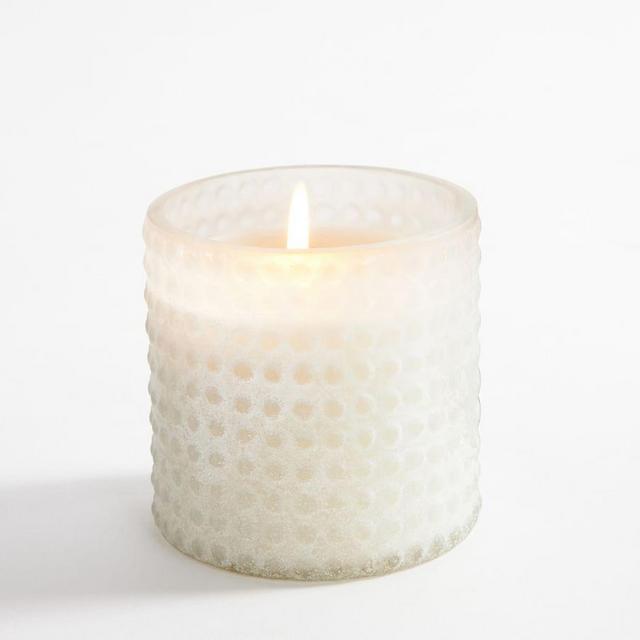 Hobnail Frosted Candle, White, Small 3.5X3.25