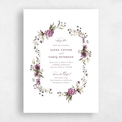 Deep Purple Wedding Invitation - Cordova Portrait