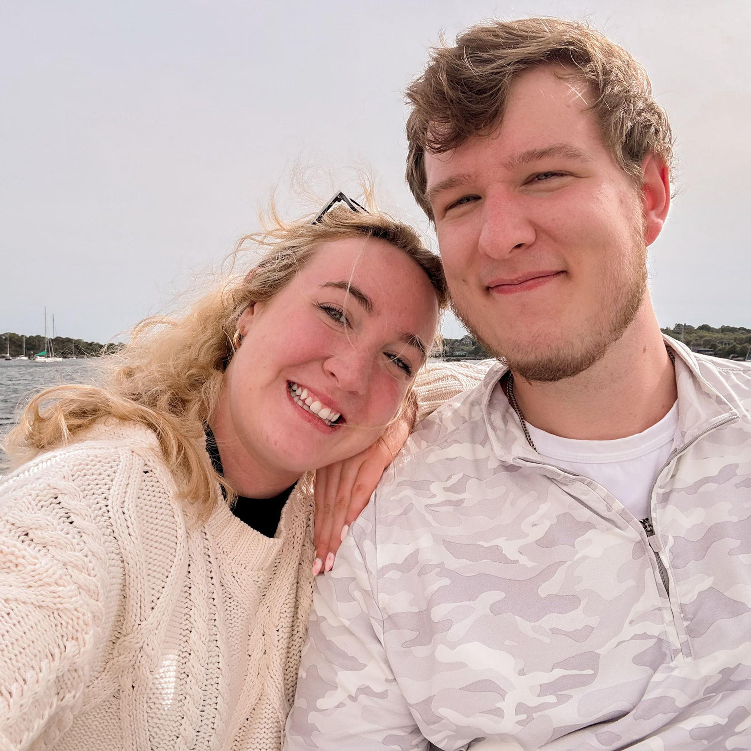 Bundled up for a chilly sailboat ride in the Narragansett Bay