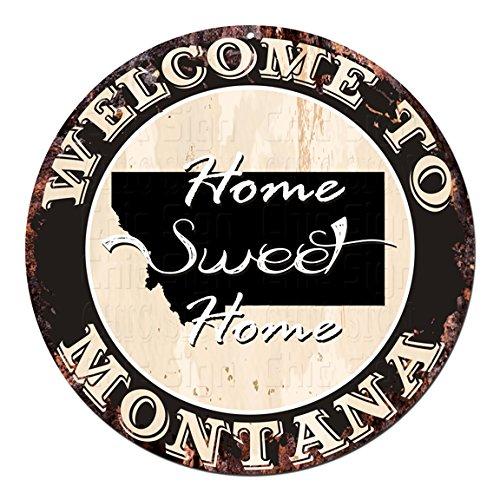 Welcome to MONTANA Map Chic Tin Sign Rustic Shabby Vintage style Retro Kitchen Bar Pub Coffee Shop Man Cave Decor Gift Ideas