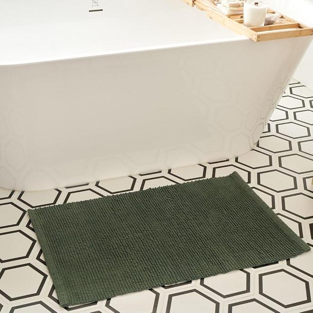 KIBAGA Beautiful Boho Rug for Your Bathroom - Soft Textured Washable Bath Mat Made of Cotton Fits Perfectly Into Your Home - Cute Non-Slip Rug Ideal to Enhance Any Bath Decor - 32 x 20 inch