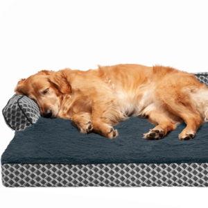 FURHAVEN Comfy Couch Orthopedic Bolster Dog Bed with Removable Cover, Diamond Gray, Jumbo Plus - Chewy.com