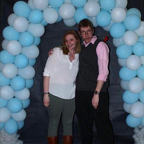 At the Ice House Bachelor Auction, April 2015. Alyssa paid $100 to have a group spaghetti (buttered noodles if you're Alyssa) dinner date with Lucas in the basement of Payne Hall.