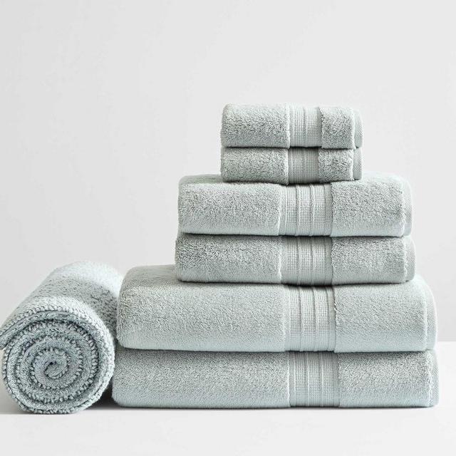 Cloud Blue Hydrocotton Organic Bath/Hand/Washcloth/Bath Mat, Set of 7