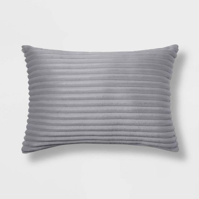 Oblong Cut Plush Throw Pillow Gray - Room Essentials™