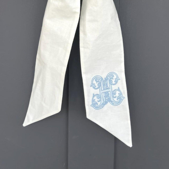 Embroidered Custom Wedding Wreath Sash Wedding Decor Aisle Marker Sash Personalized Bridal Shower Gift Wedding Gift Wedding Bouquet Sash