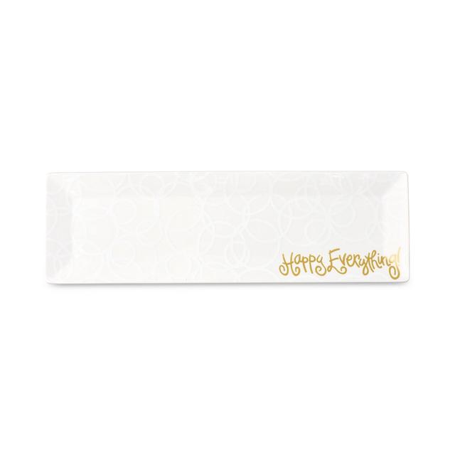 Happy Everything by Laura Johnson Collection White Circles Happy Everything Skinny Rectangle Tray