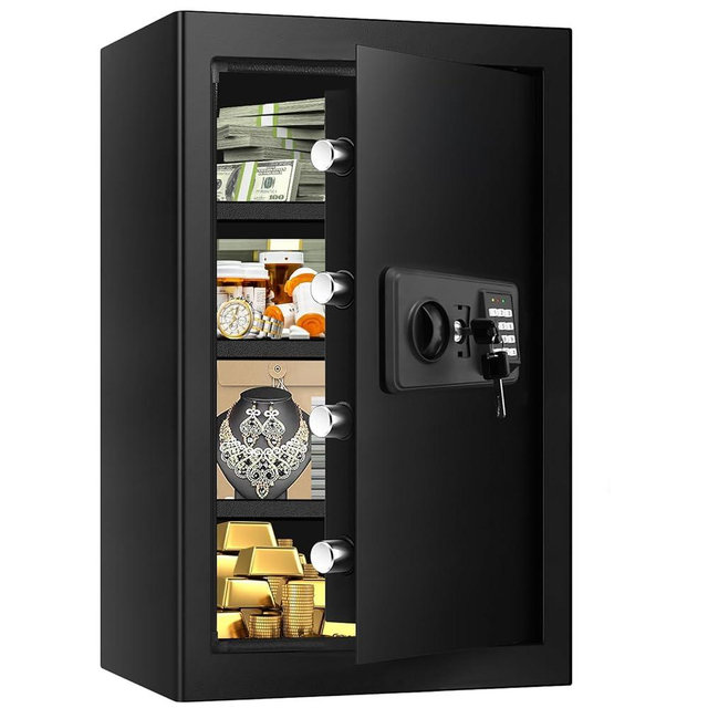 6.0 Cub Large Home Safes Water and Fireproof, Anti-Theft Fireproof Safe Box with Digital Keypad, Spare Keys and Alarm System, Document Safe for Home Money Medicine Valuables