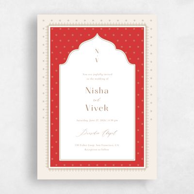 Red Wedding Invitation - Pyaar Portrait