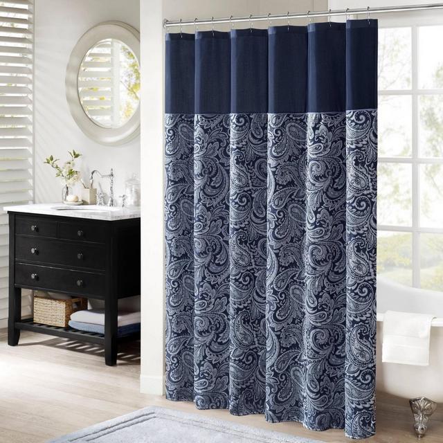 Charlotte Jacquard Shower Curtain Navy