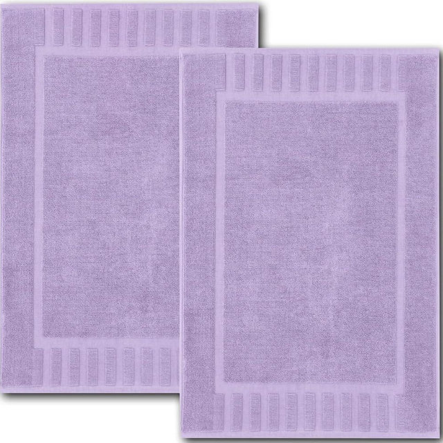 White Classic Luxury Bath Mat Floor Towel Set - Absorbent Cotton Hotel Spa Shower/Bathtub Mats [Not a Bathroom Rug] 22"x34" | 2 Pack | Lavender