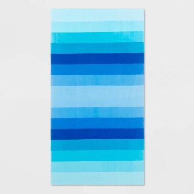 Basics Ombre Stripe Bath Towel Blue - Sun Squad™