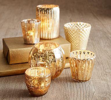 Eclectic Mercury Votive Holders, Set of 6 - Gold