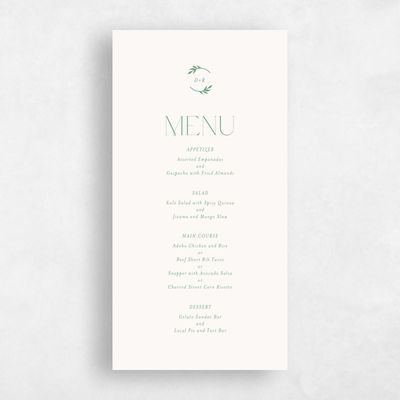 Green Elegant Wedding Menu - Orvieto