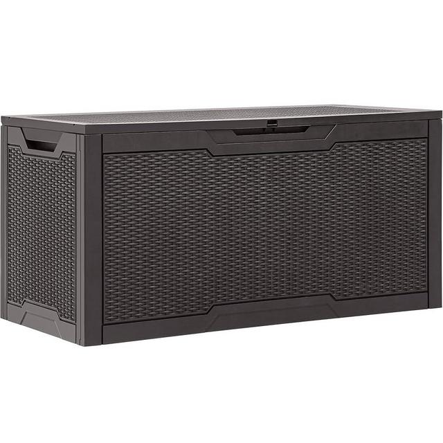 YITAHOME 100 Gallon Outdoor Storage Box, Large Water Resistant Resin Deck Box, Indoor Outdoor Lockable Storage Container for Patio, Garden, Cushions, Tools, Equipment (Dark Brown)