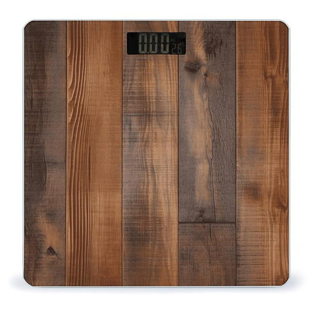 Brown Wooden Bathroom Scale Weight Scale for Body Weight,Highly Accurate Digital Weighing Machine Clear LED Display Digital Bathroom Body Scale 400lb/182kg