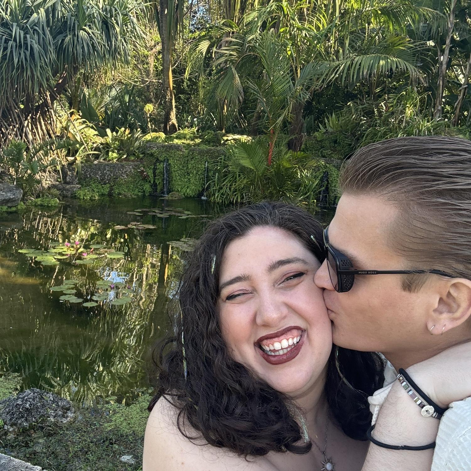 Clayman and Alanna’s two year anniversary at  a botanical garden.