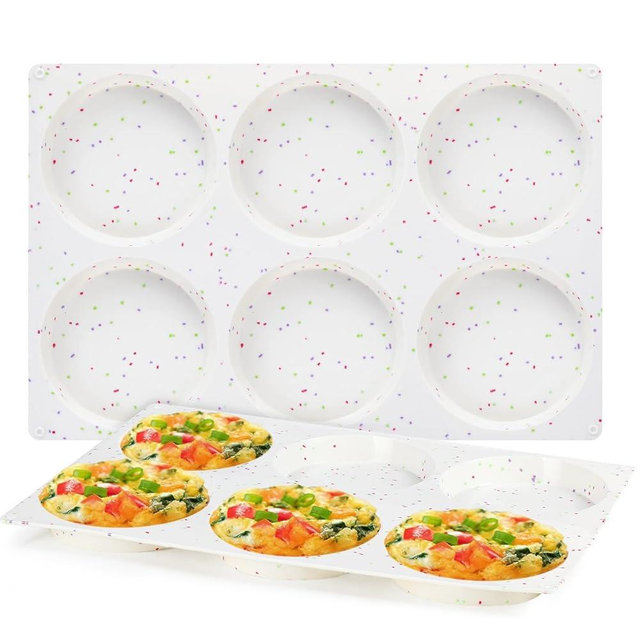 CAKETIME 4 Inch Muffin Top Pan, Silicone Egg Molds for Breakfast Sandwiches Jumbo Round Egg Baking Pan for Oven English muffins, Whoopie Pies, Corn Bread, Egg bites, Tarts 2 Pack Confetti