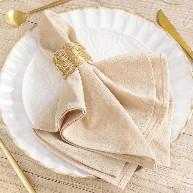 MLMW Champagne Linen Cloth Napkins Set of 6 Easter Cotton Dinner Napkins Cloth Bulk Washable 16"×16" for Spring Rustic Wedding Party Baby Bridal Shower Birthday Table Decorations