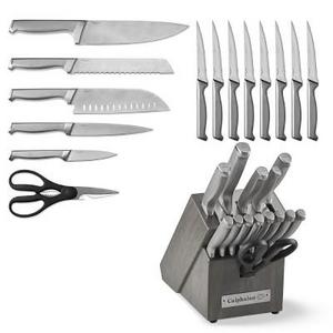 Calphalon Classic Stainless-Steel 15-Piece SharpIN Knife Set, Grey