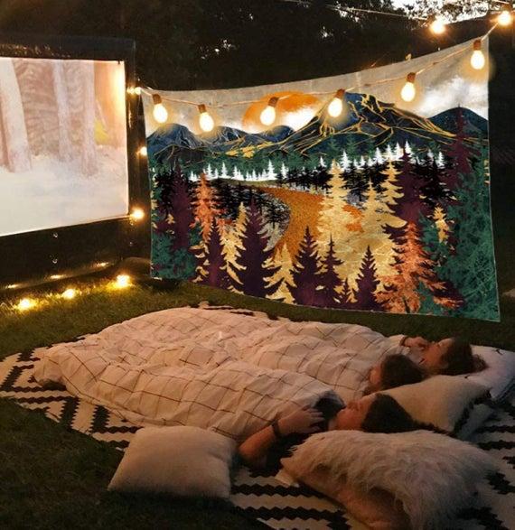 Making Mountain Memories Rustic Cabin Fabric Wall Tapestry