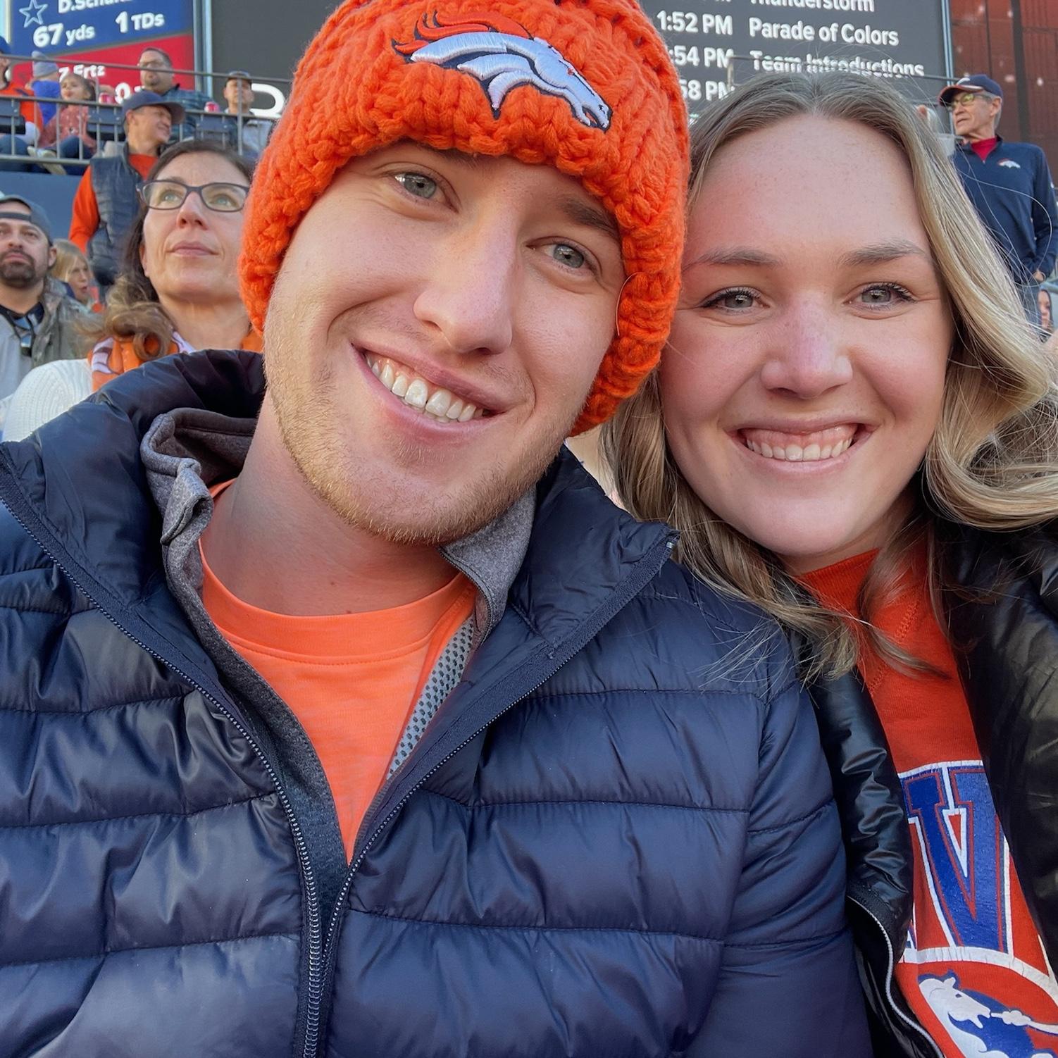December 2021: Our first Denver Broncos game together!