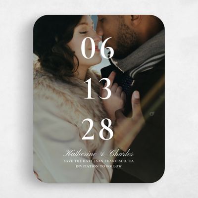 White Rounded Wedding Save the Date - Blake Figure
