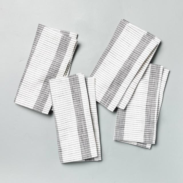 4pk Bold Stripes Napkin Set Dark Gray - Hearth & Hand™ with Magnolia