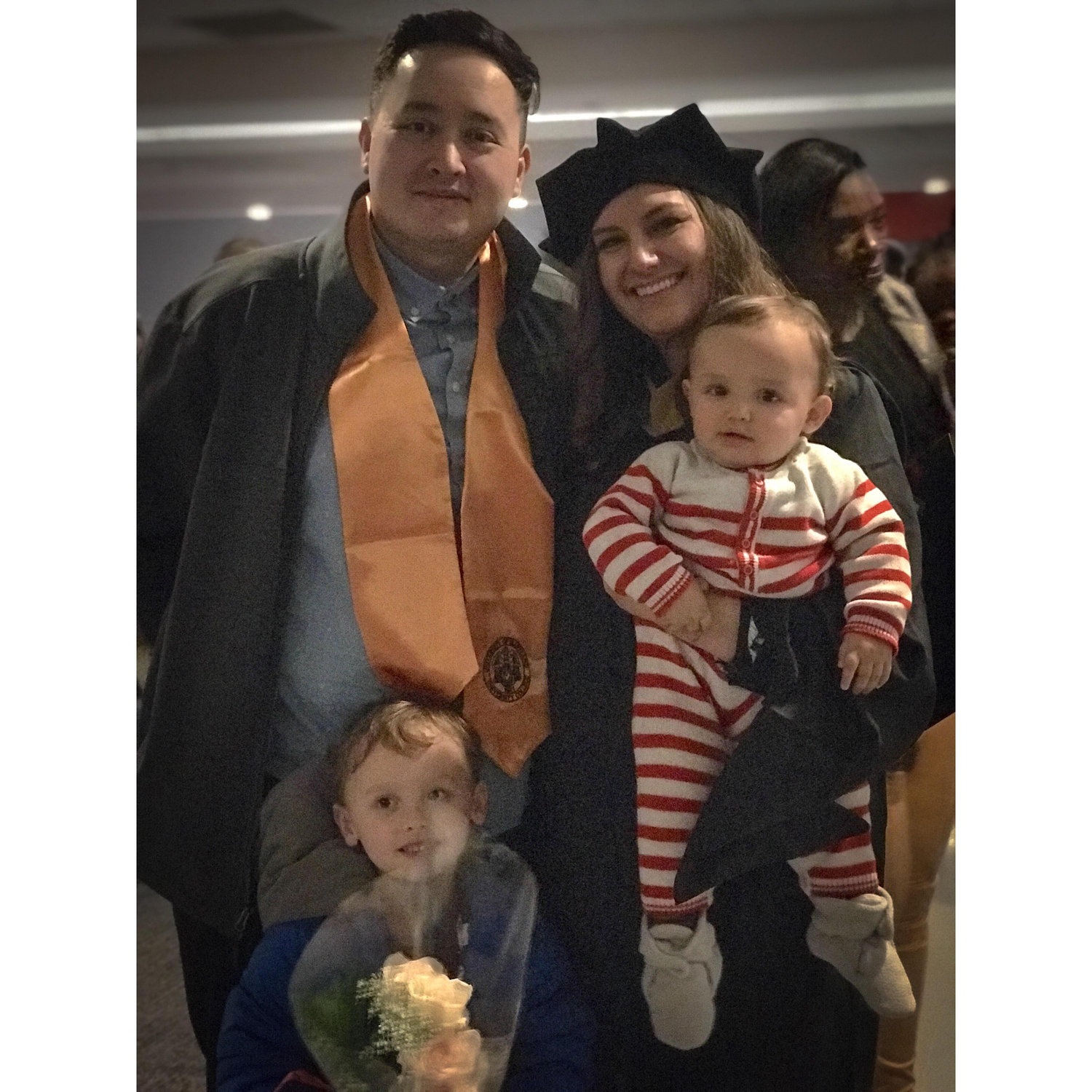 Alan & Emilee with kids Colin an Miles at Emilee’s graduation Dec 2018
