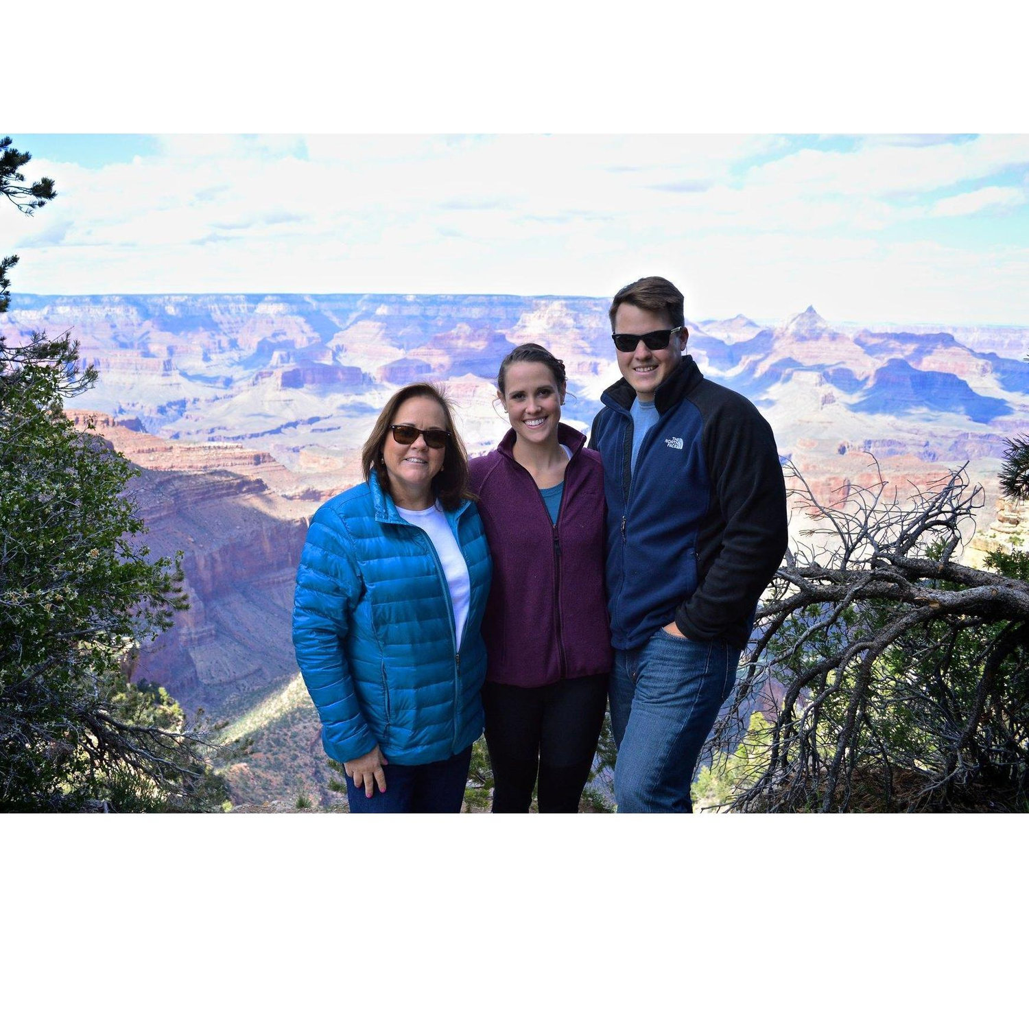 Our favorite picture with Joe's mother. This was our second trip to the grand canyon in one weekend (it was filled with fog the day before!)