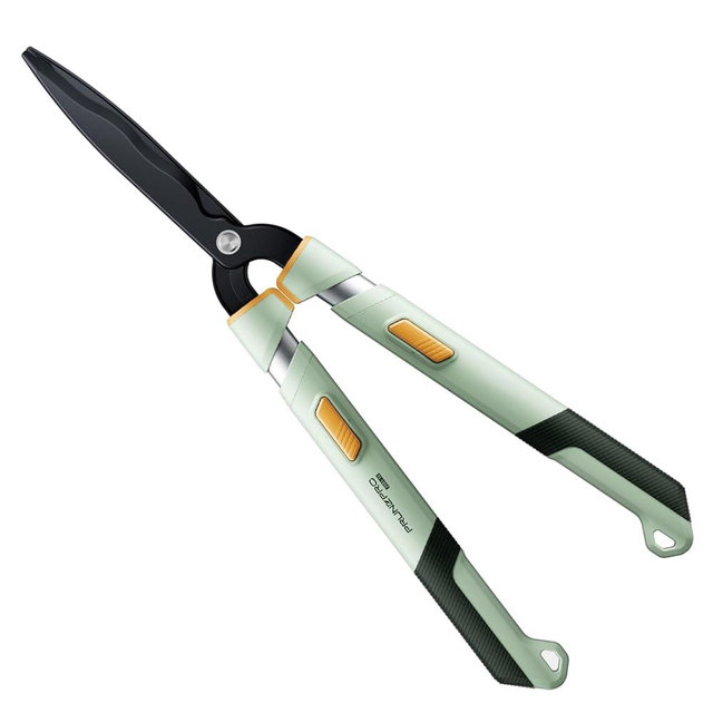 PrunePro Extendable Hedge Shears (27"-35") Wavy Stainless Steel Blades | Teflon Coated for Smooth Cuts | Lightweight Adjustable Garden Clippers for High Hedges & Bushes