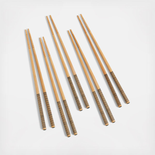 Crate and Barrel, Striped 5-Pair Bamboo Chopstick Set | Zola