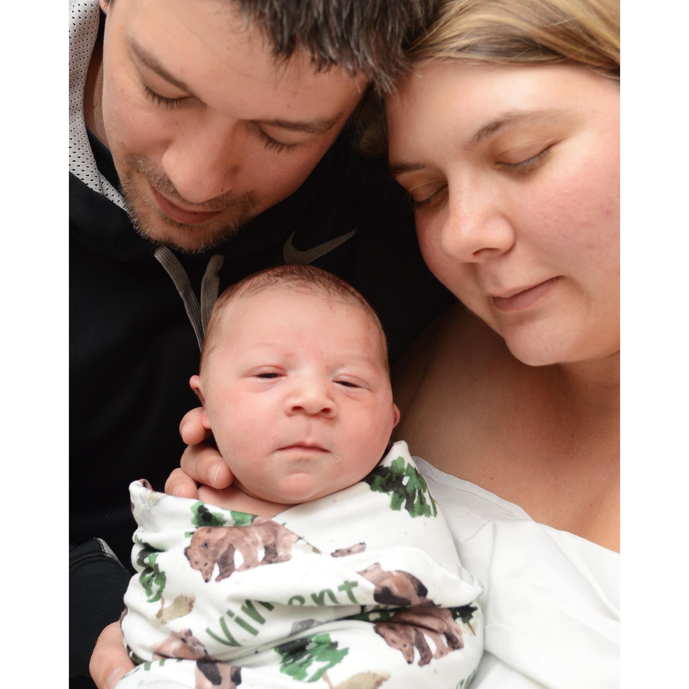 welcoming baby Vincent at the hospital