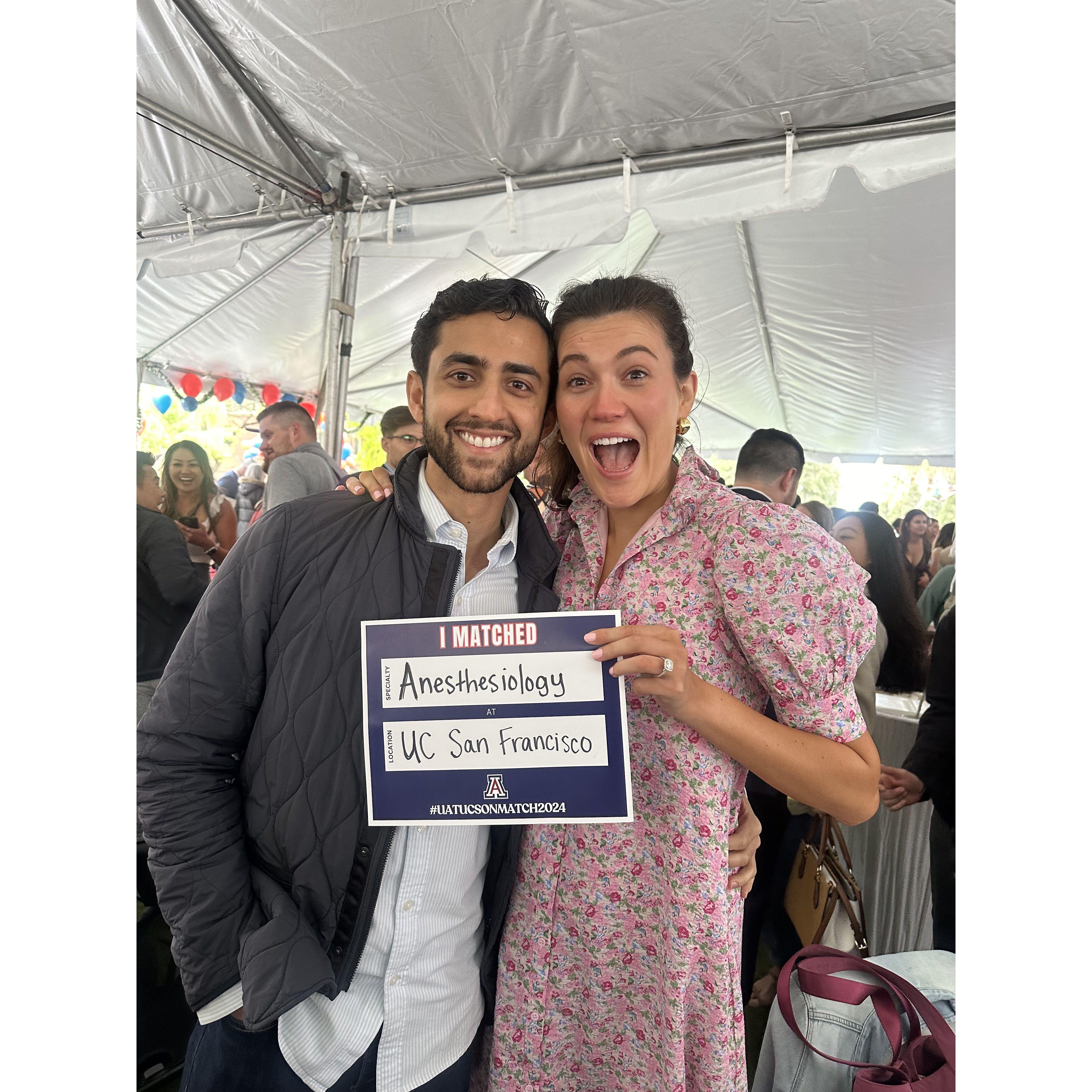 Shauna matches to UCSF for residency! Udai was sweating bullets on this day for sure.