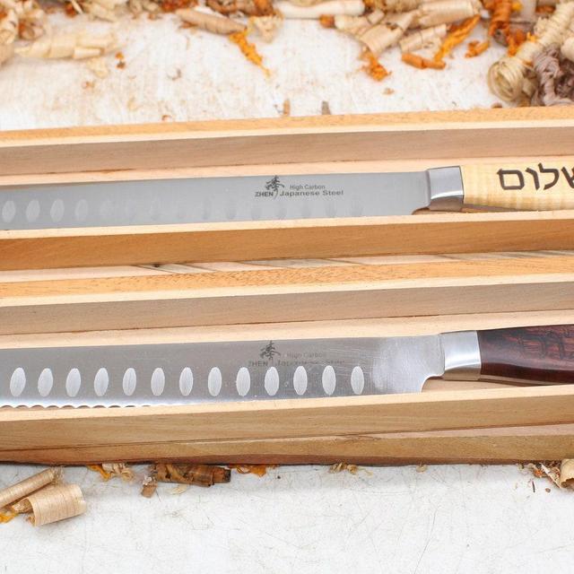 Zhen 9 1/2" Japanese Steel Challah Knife With Exotic Wood Handle - Walnut, Cherry, Cocobolo... with Gift Box
