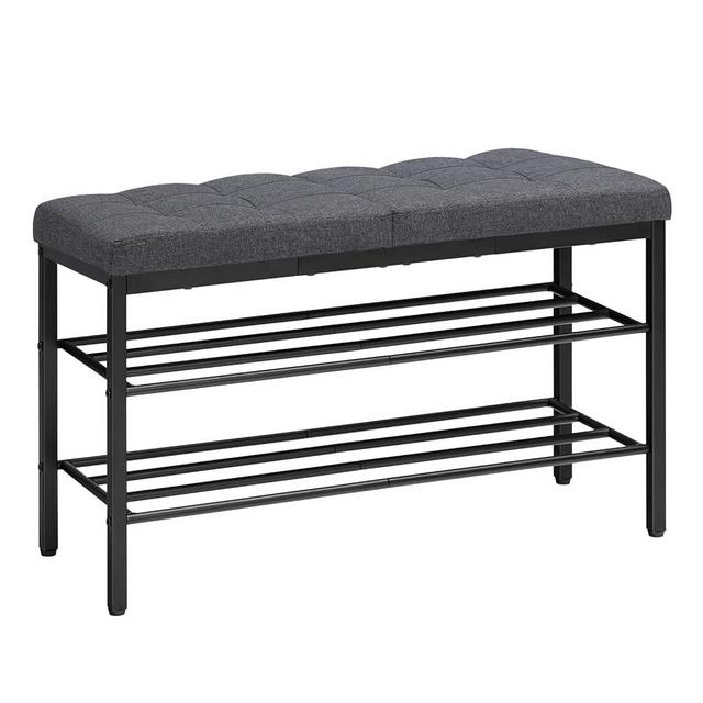 HOOBRO Shoe Bench, Entryway Storage Bench with Cushion, Rack for Entryway, 29.5" L x 12" W x 18.1" H, Shelf with Seat, for Living Room, Bedroom, Hallway, Entrance, Dark Gray BGZ95HX01
