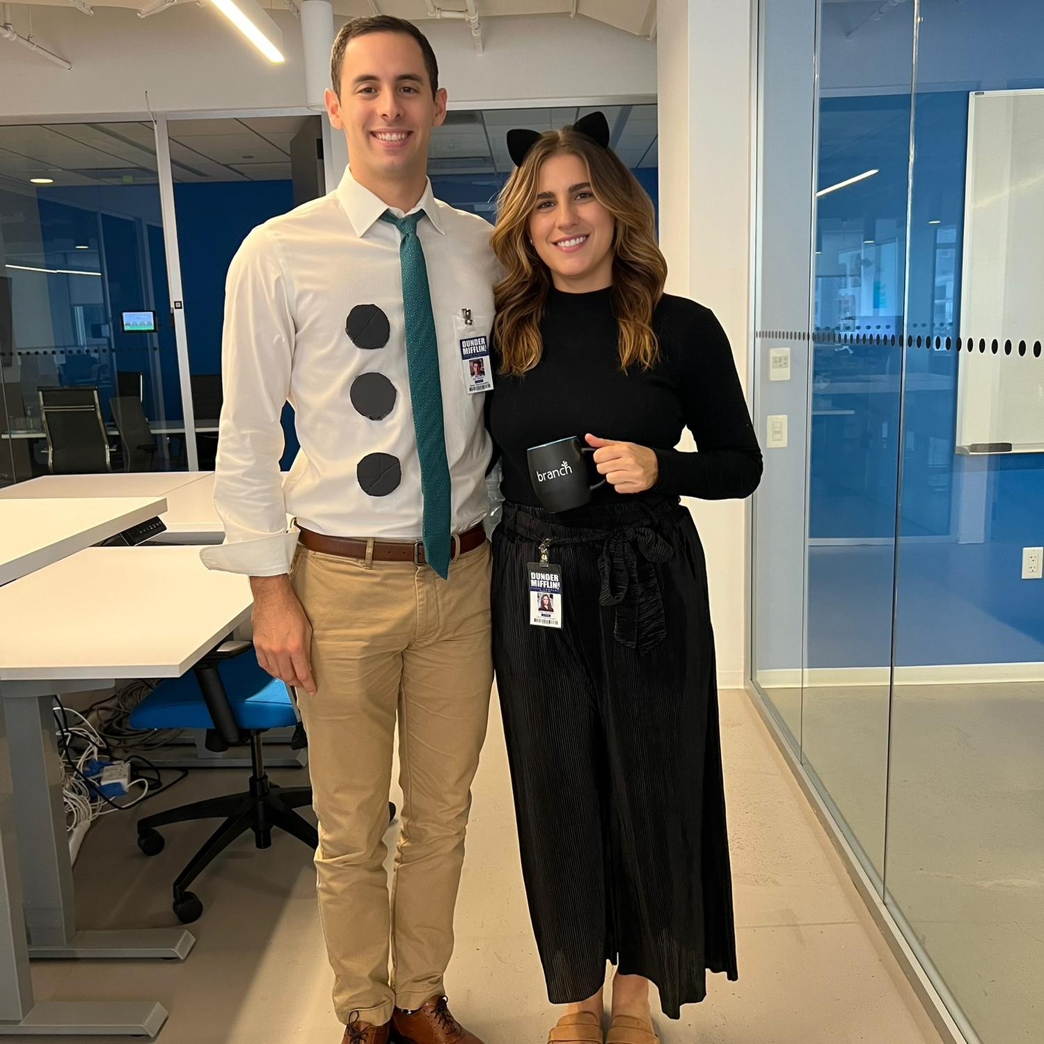 Jim and Pam at the office