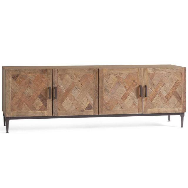 Parquet Reclaimed Wood Media Console, Wood & Metal