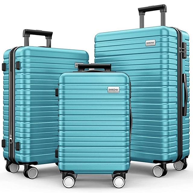 BEOW Luggage Sets Hardside 3 Piece Luggage Set Clearance Suitcase Sets with Wheels TSA Lock 20''/24''/28''(Teal Blue)