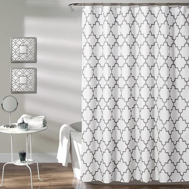Lush Decor Gray Bellagio Fabric Shower Curtain, Bathroom Accessories, (72" x 72")