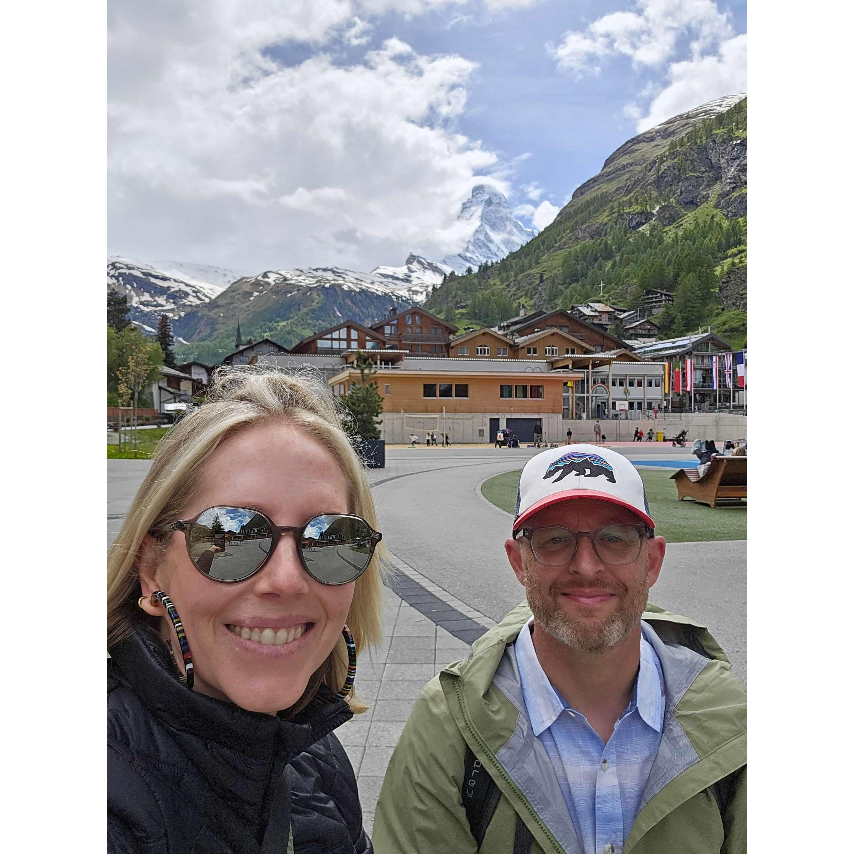 The Matterhorn in Zermatt, Switzerland. About an hour before Rob proposed! - June 2024