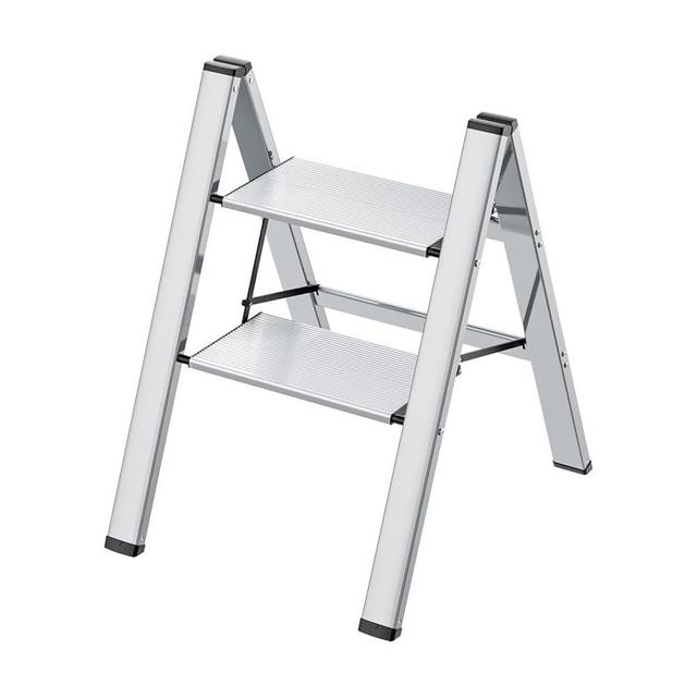 2 Step Ladder,Folding Step Stool Anti-Slip Wide Pedal Portable Stepladder Storage Shelf Rack Adults Stools Lightweight Home Kitchen Sliver Ladders
